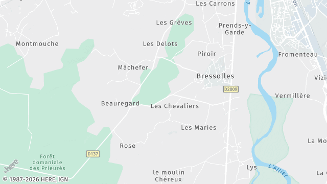 Carte de la zone d'intervention à Bressolles