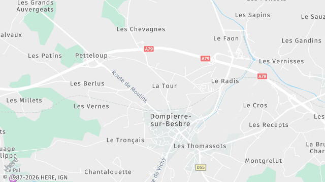 Carte de la zone d'intervention à Dompierre-sur-Besbre