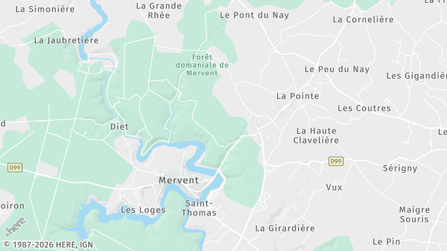 Carte de la zone d'intervention à Mervent