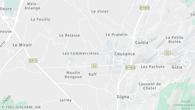 Carte de la zone d'intervention à Cousance