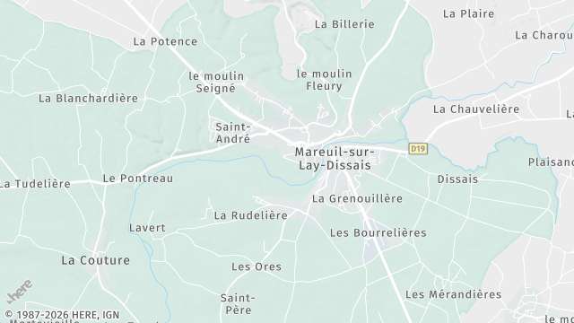 Carte de la zone d'intervention à Mareuil-sur-Lay-Dissais