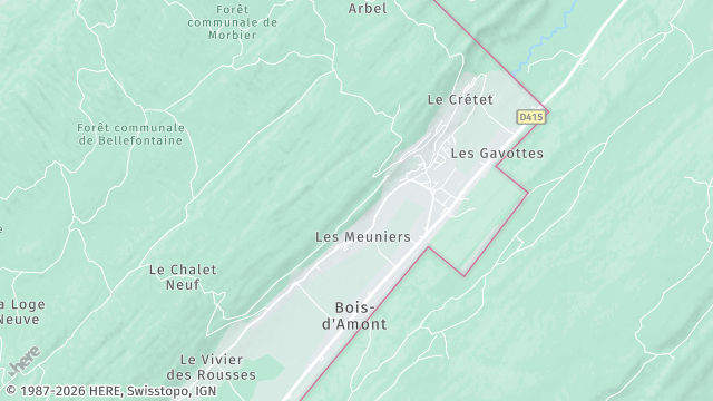 Carte de la zone d'intervention à Bois-d'Amont
