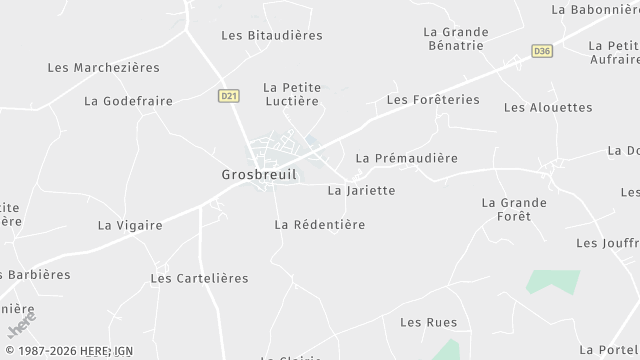 Carte de la zone d'intervention à Grosbreuil