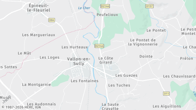 Carte de la zone d'intervention à Vallon-en-Sully