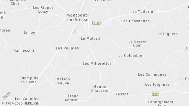 Carte de la zone d'intervention à Montpont-en-Bresse