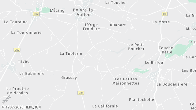 Carte de la zone d'intervention à Boivre-la-Vallée