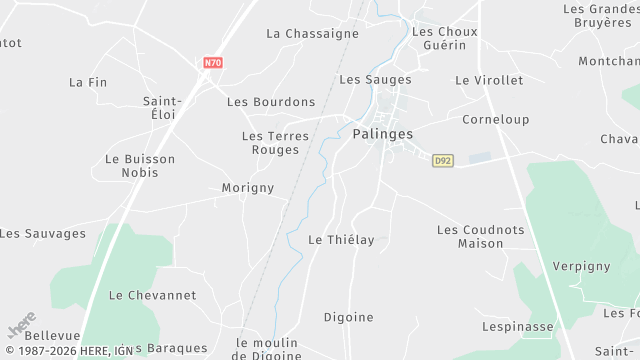 Carte de la zone d'intervention à Palinges