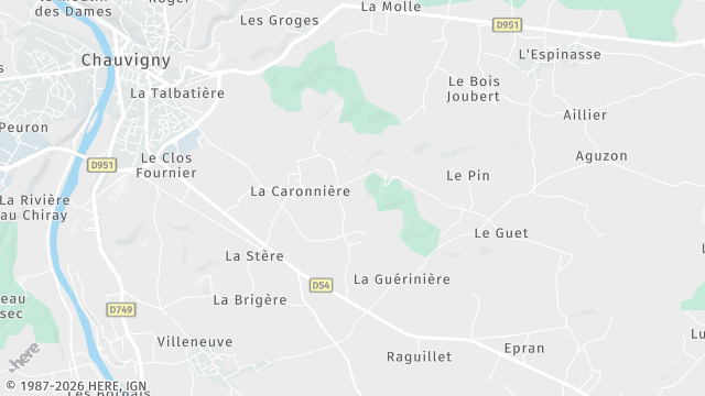Carte de la zone d'intervention à Chauvigny