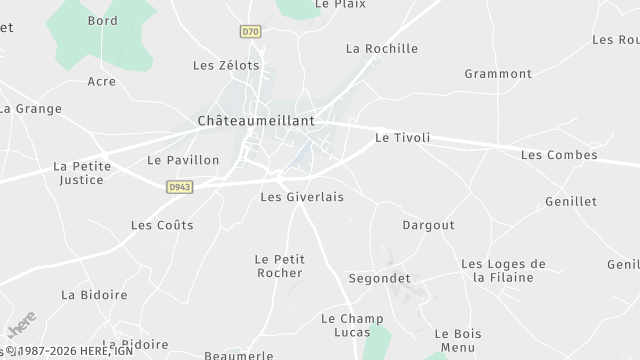 Carte de la zone d'intervention à Châteaumeillant