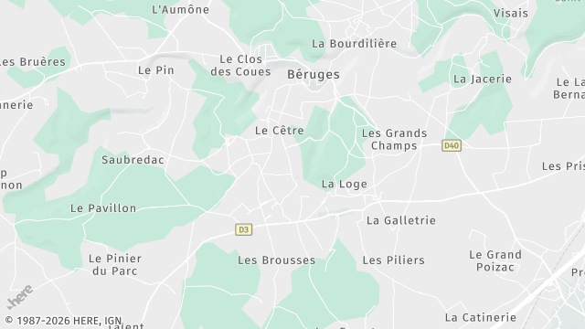 Carte de la zone d'intervention à Béruges