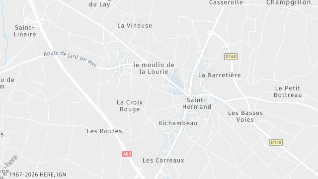 Carte de la zone d'intervention à Sainte-Hermine