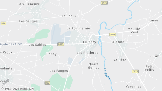 Carte de la zone d'intervention à Cuisery