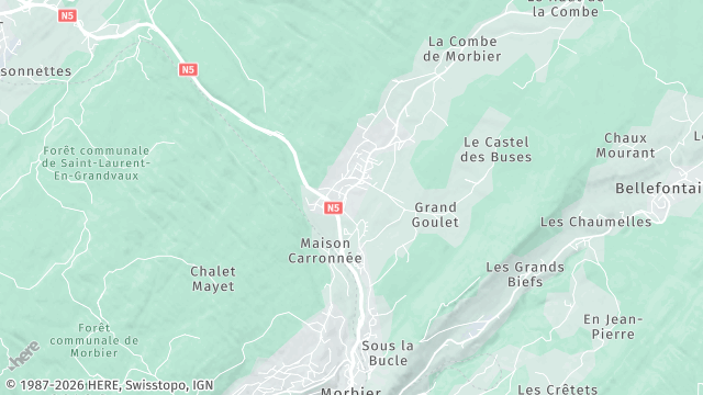 Carte de la zone d'intervention à Morbier