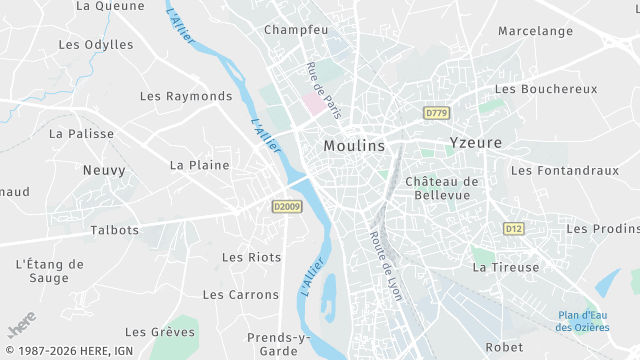 Carte de la zone d'intervention à Moulins