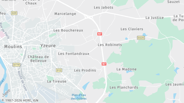 Carte de la zone d'intervention à Yzeure