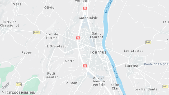 Carte de la zone d'intervention à Tournus