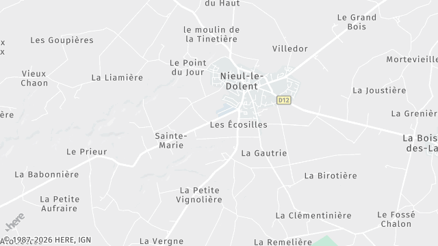 Carte de la zone d'intervention à Nieul-le-Dolent