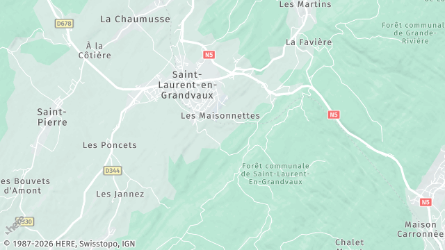 Carte de la zone d'intervention à Saint-Laurent-en-Grandvaux