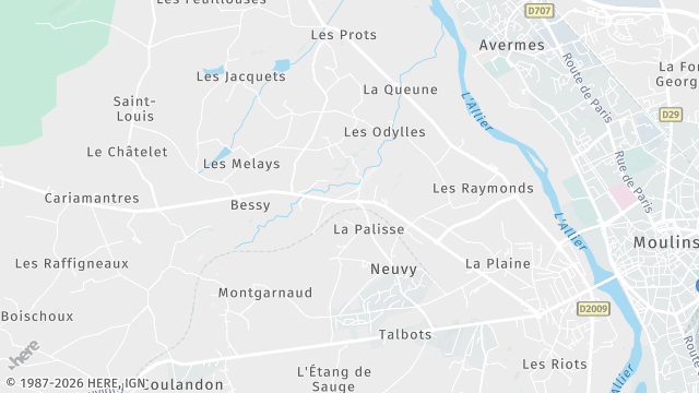 Carte de la zone d'intervention à Neuvy