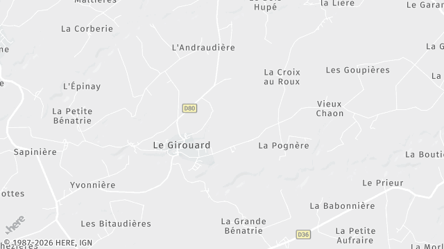 Carte de la zone d'intervention à Le Girouard