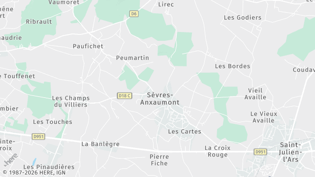 Carte de la zone d'intervention à Sèvres-Anxaumont