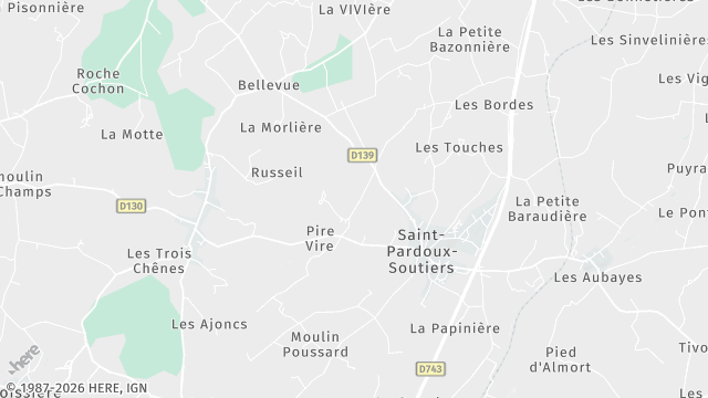 Carte de la zone d'intervention à Saint-Pardoux-Soutiers