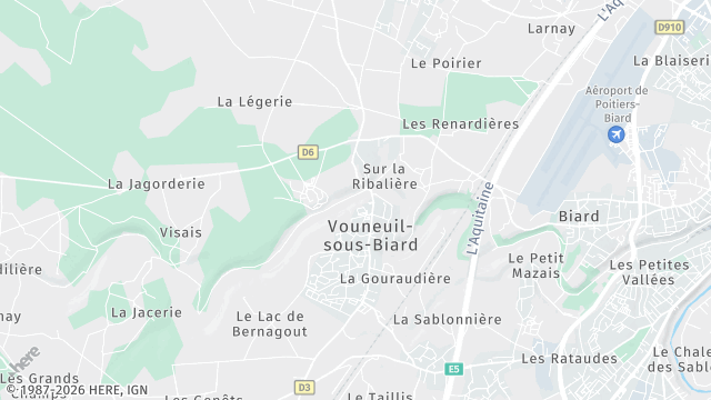 Carte de la zone d'intervention à Vouneuil-sous-Biard