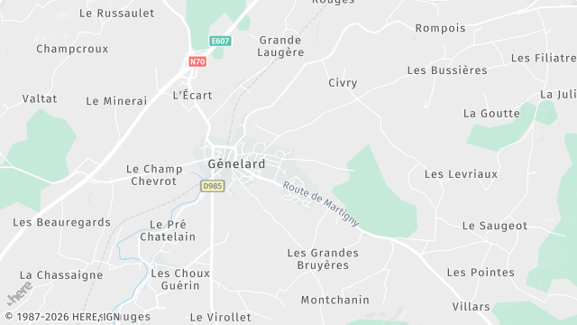 Carte de la zone d'intervention à Génelard