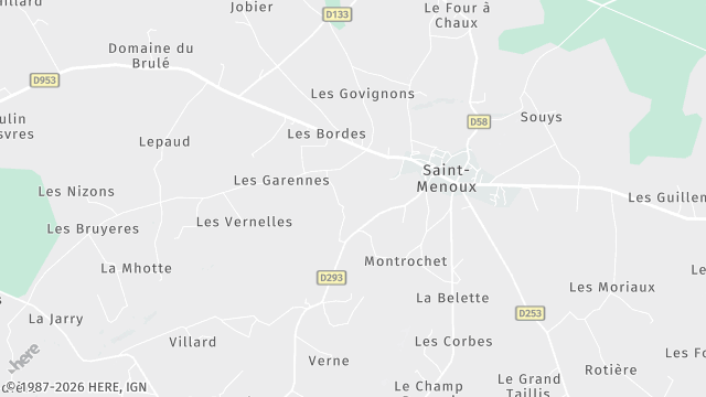 Carte de la zone d'intervention à Saint-Menoux