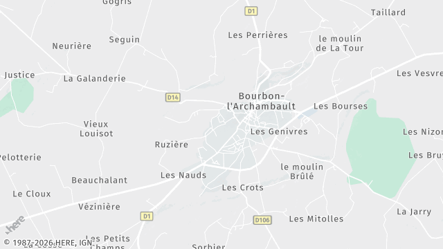 Carte de la zone d'intervention à Bourbon-l'Archambault