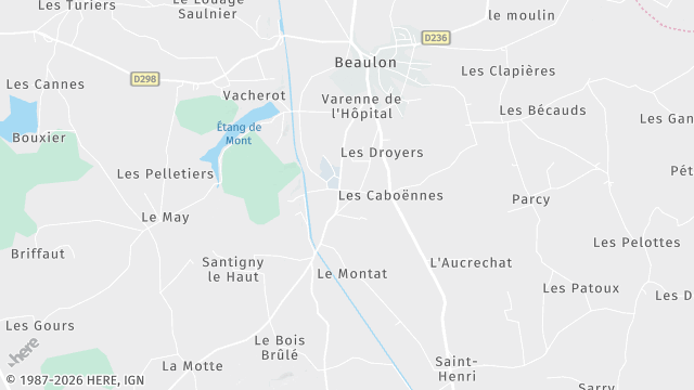 Carte de la zone d'intervention à Beaulon