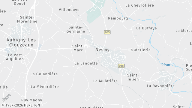 Carte de la zone d'intervention à Nesmy