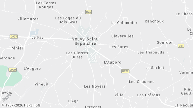 Carte de la zone d'intervention à Neuvy-Saint-Sépulchre