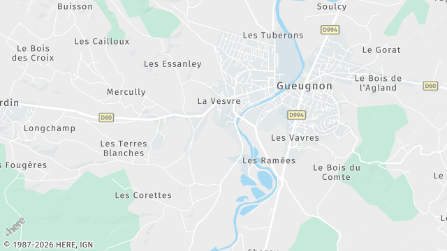 Carte de la zone d'intervention à Gueugnon