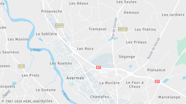 Carte de la zone d'intervention à Avermes