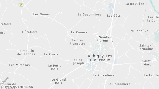 Carte de la zone d'intervention à Aubigny-Les Clouzeaux