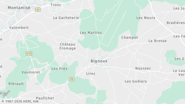 Carte de la zone d'intervention à Bignoux