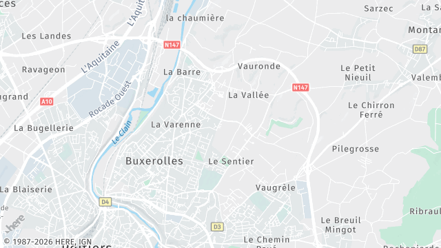 Carte de la zone d'intervention à Buxerolles