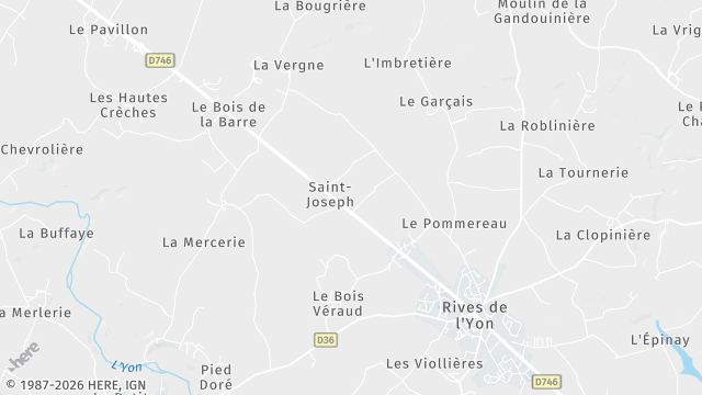 Carte de la zone d'intervention à Rives de l'Yon