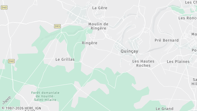 Carte de la zone d'intervention à Quinçay