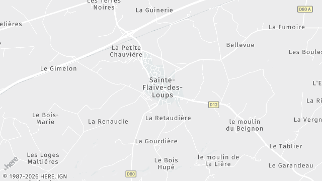 Carte de la zone d'intervention à Sainte-Flaive-des-Loups