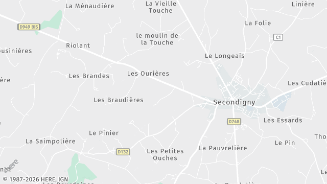 Carte de la zone d'intervention à Secondigny