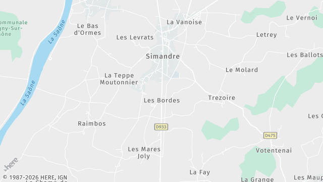 Carte de la zone d'intervention à Simandre