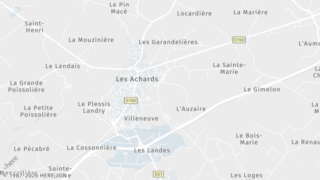 Carte de la zone d'intervention à Les Achards