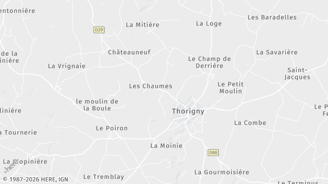 Carte de la zone d'intervention à Thorigny
