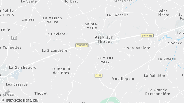 Carte de la zone d'intervention à Azay-sur-Thouet