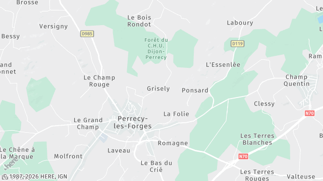 Carte de la zone d'intervention à Perrecy-les-Forges