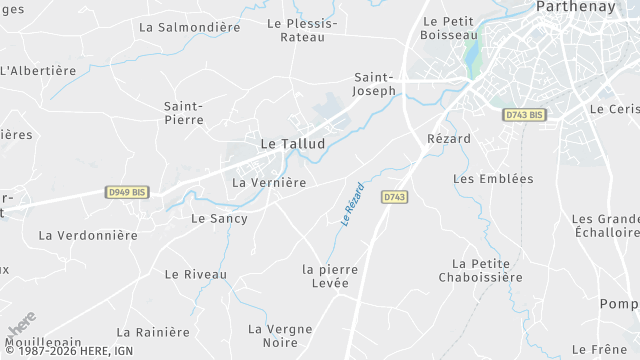 Carte de la zone d'intervention à Le Tallud