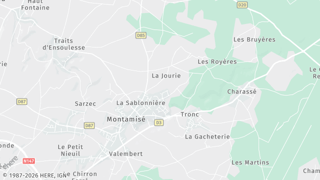 Carte de la zone d'intervention à Montamisé