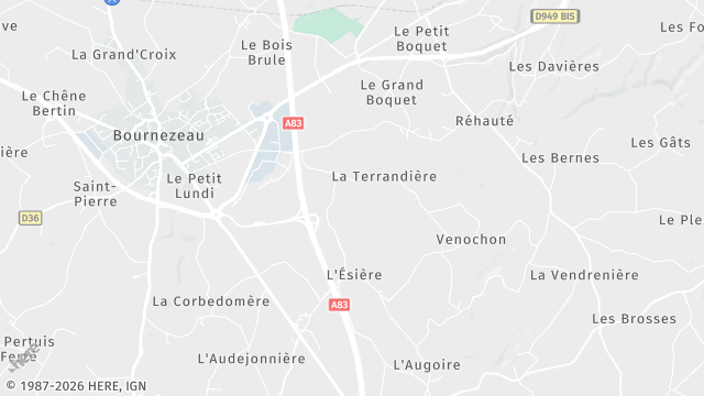 Carte de la zone d'intervention à Bournezeau